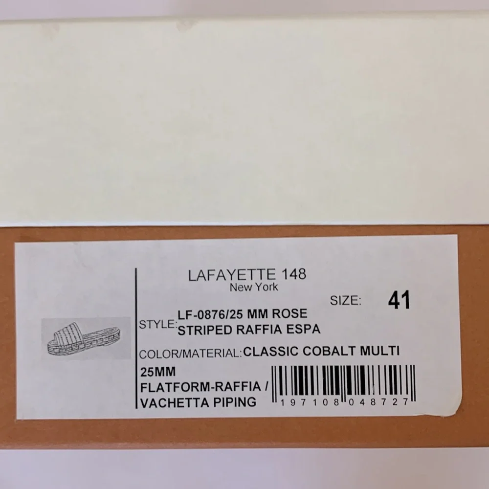 NWT Lafayette 148 Raffia Espadrille Slide EU 41/US 11 in Cobalt Multi